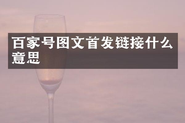 百家号图文首发链接什么意思