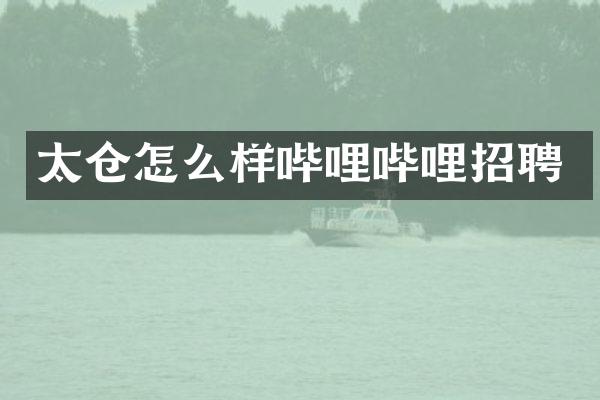太仓怎么样哔哩哔哩招聘