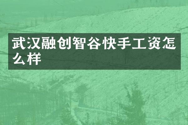 武汉融创智谷快手工资怎么样