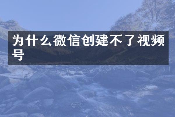 为什么微信创建不了视频号