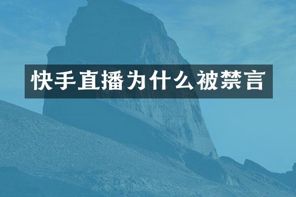 快手直播为什么被禁言