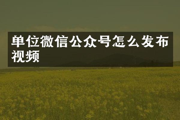 单位微信公众号怎么发布视频