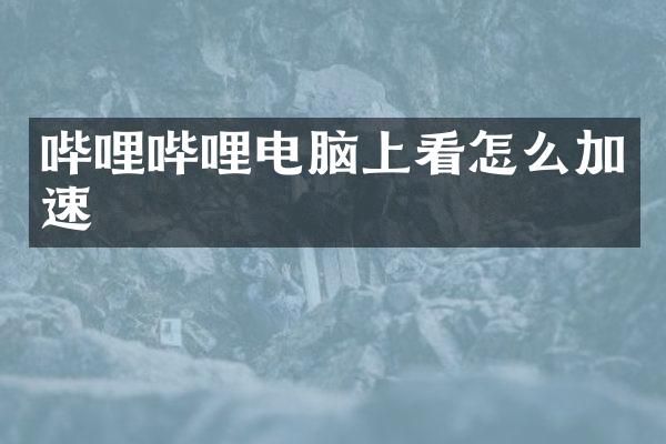 哔哩哔哩电脑上看怎么加速