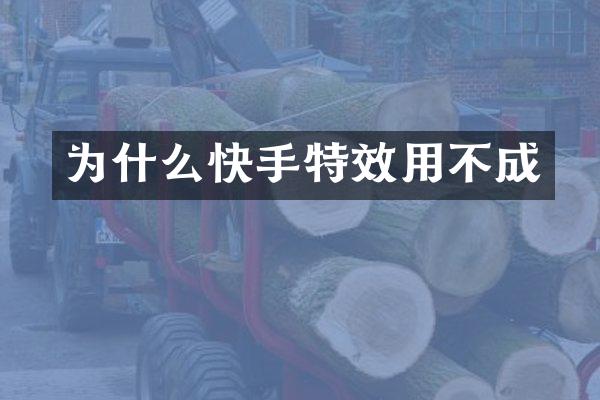 为什么快手特效用不成