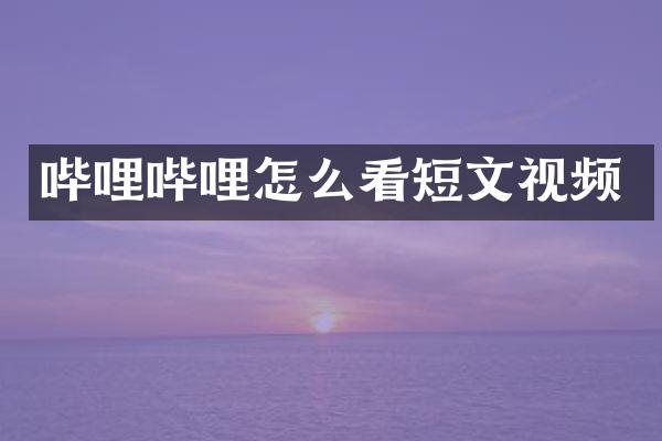 哔哩哔哩怎么看短文视频