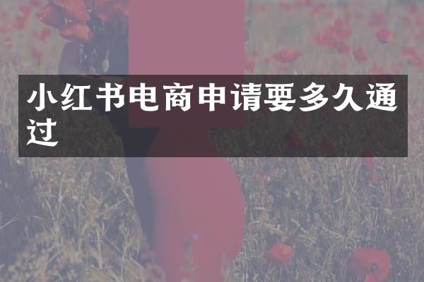 小红书电商申请要多久通过
