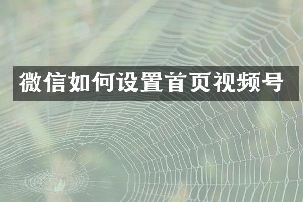 微信如何设置首页视频号