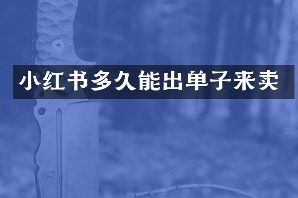 小红书多久能出单子来卖