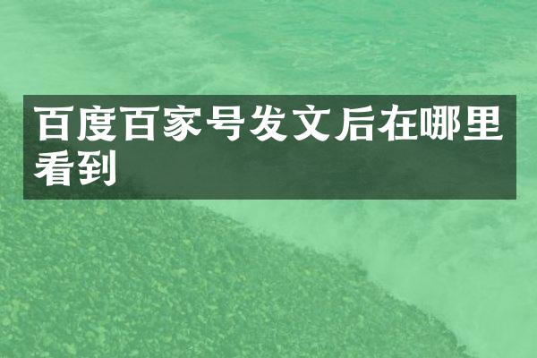百度百家号发文后在哪里看到