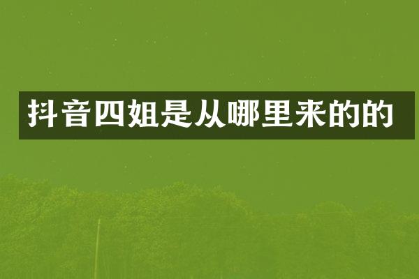 抖音四姐是从哪里来的的