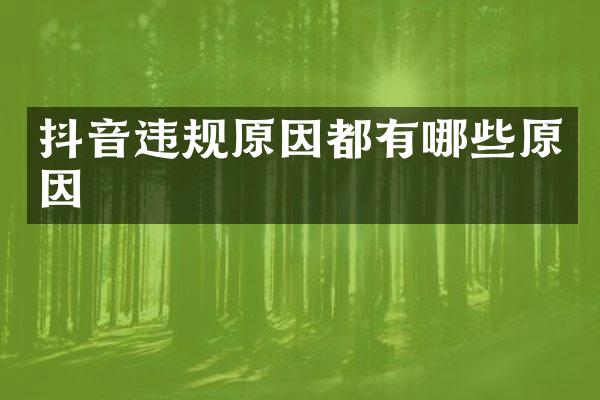 抖音违规原因都有哪些原因