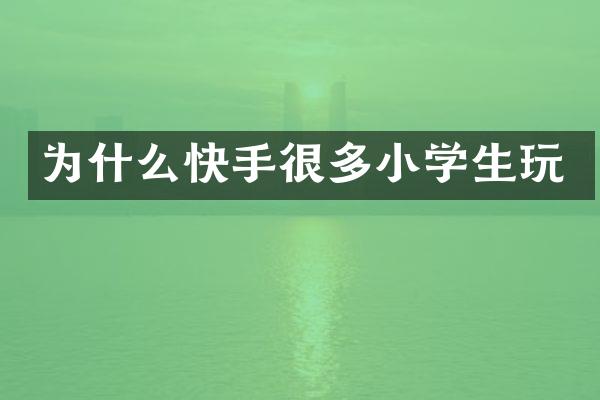 为什么快手很多小学生玩