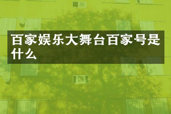 百家娱乐大舞台百家号是什么