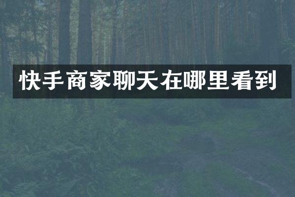 快手商家聊天在哪里看到
