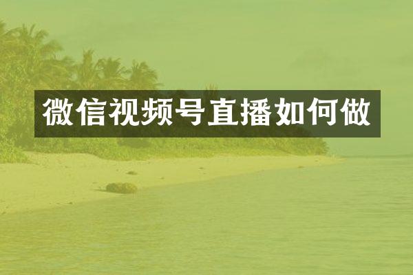 微信视频号直播如何做