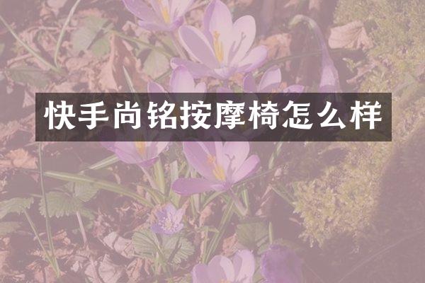 快手尚铭按摩椅怎么样