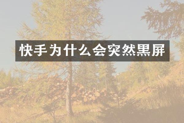 快手为什么会突然黑屏