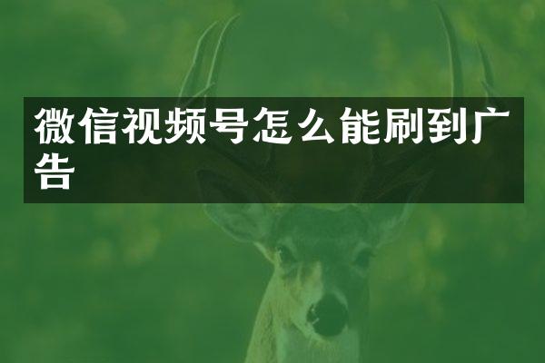 微信视频号怎么能刷到广告