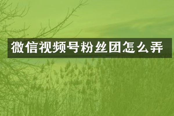 微信视频号粉丝团怎么弄