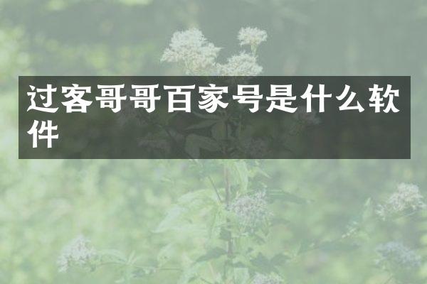 过客哥哥百家号是什么软件