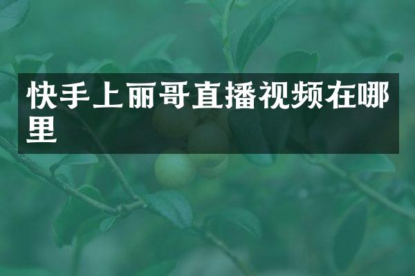 快手上丽哥直播视频在哪里