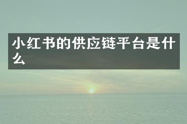 小红书的供应链平台是什么