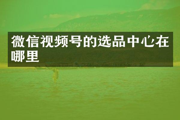 微信视频号的选品中心在哪里