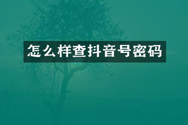 怎么样查抖音号密码