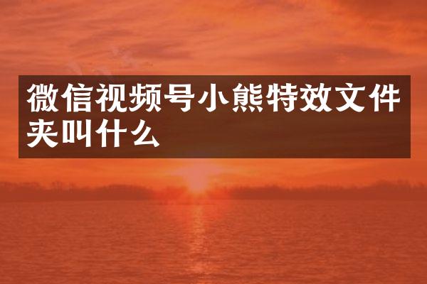 微信视频号小熊特效文件夹叫什么