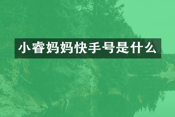小睿妈妈快手号是什么