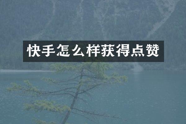 快手怎么样获得点赞
