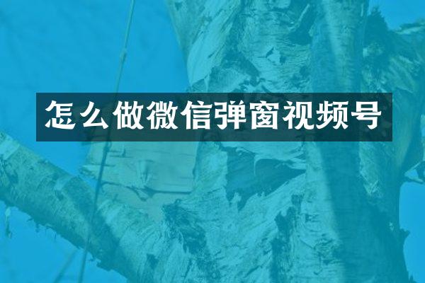 怎么做微信弹窗视频号
