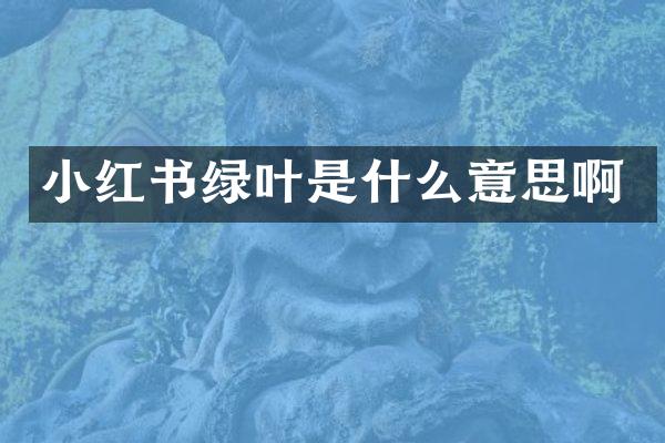 小红书绿叶是什么意思啊