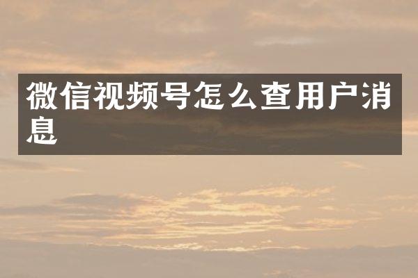 微信视频号怎么查用户消息