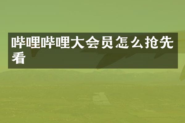 哔哩哔哩大会员怎么抢先看