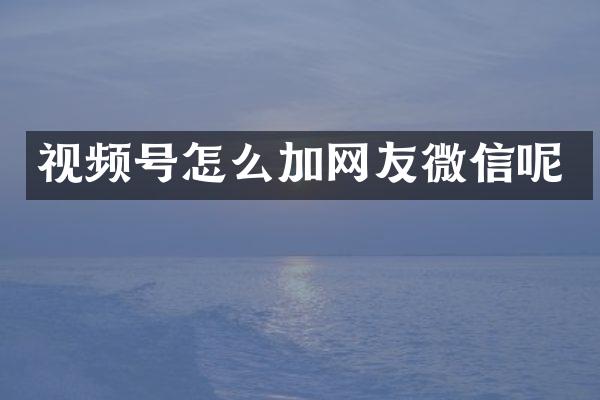 视频号怎么加网友微信呢