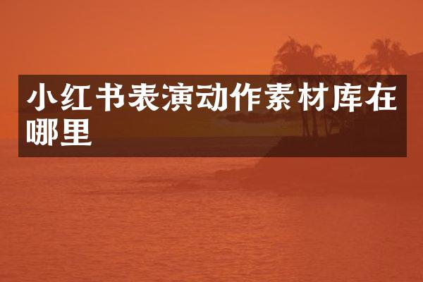 小红书表演动作素材库在哪里