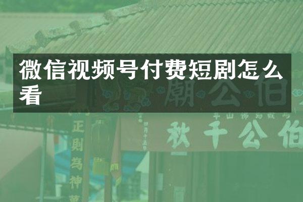 微信视频号付费短剧怎么看