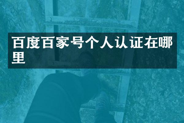 百度百家号个人认证在哪里