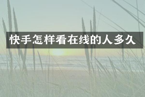 快手怎样看在线的人多久