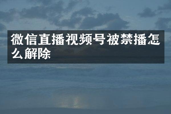 微信直播视频号被怎么解除