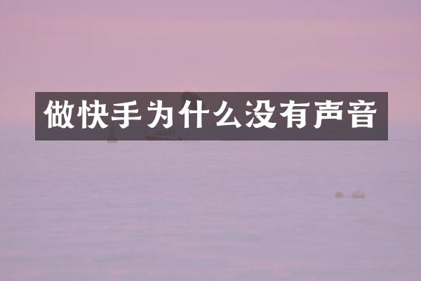 做快手为什么没有声音