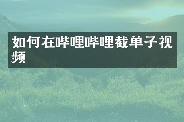 如何在哔哩哔哩截单子视频