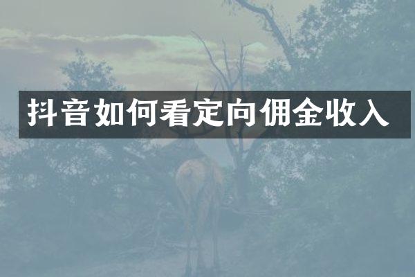 抖音如何看定向佣金收入