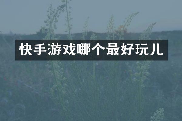快手游戏哪个最好玩儿