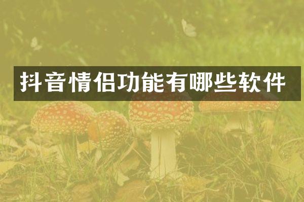 抖音情侣功能有哪些软件