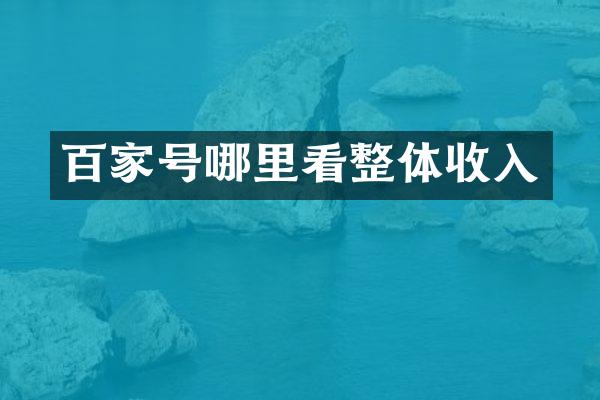 百家号哪里看整体收入