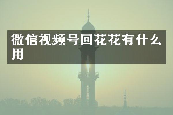 微信视频号回花花有什么用