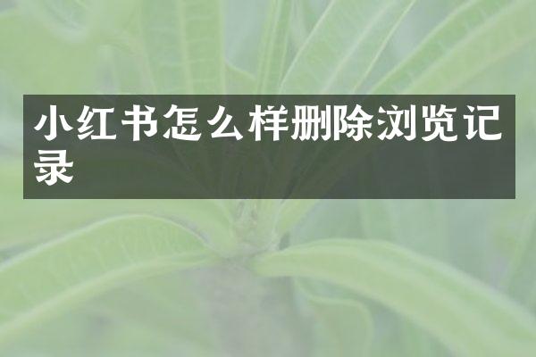 小红书怎么样删除浏览记录