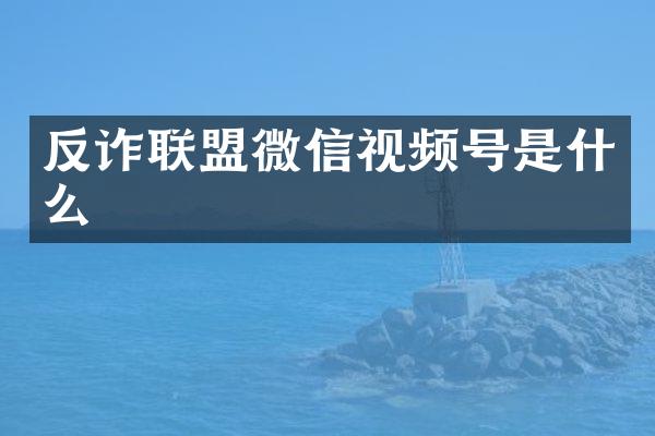 反诈联盟微信视频号是什么